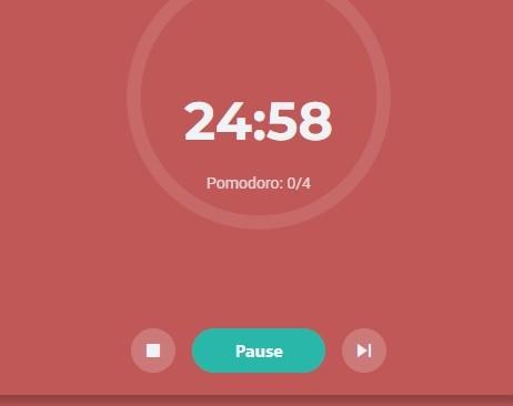 Screenshot of Pomodoro Timer Web App interface